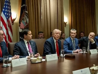 President Donald Trump in a cabinet meeting.